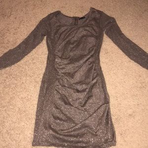 Express brown sparkly stretchy long sleeve dress!